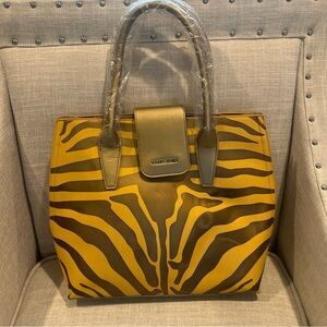 Sassy Jones Mustard Yellow Tiger Print Tote “Imperfections”